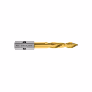 HMT VersaDrive drill bit with a gold-coated flute and silver mounting collar