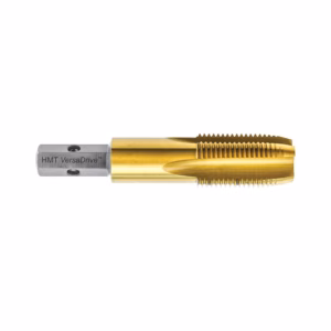 Gold-colored threading/milling cutter with helical flutes and a silver VersaDrive shank (machining tool).