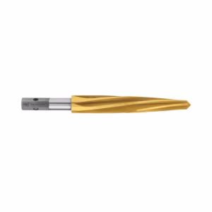 Gold-coated twist drill bit with a silver shank labeled HMT VersaDrive, a precision cutting tool for drilling.