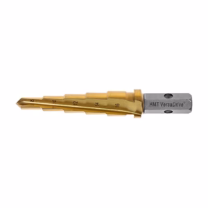 Gold-colored helical drill bit with size markings (8–16) mounted in a gray VersaDrive shank for milling.