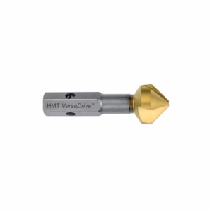 Gold-colored faceted cutting tip on a gray VersaDrive shank, used for precision milling.
