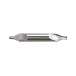 Long cylindrical silver metal tool with curved blade-like ends on both sides