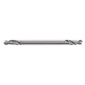 Twist drill bit made of shiny metal, shown in profile across the image