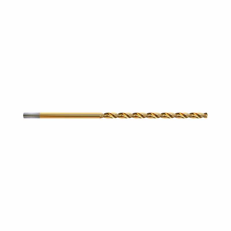 9ELI1164 - Alpha Tools Gold-coated twist drill bit with a fluted cutting end, oriented horizontally on a white background
