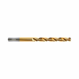9ELI12 - Alpha Tools Gold-coated twist drill bit with silver shank used for metal drilling (brand marked on shank).