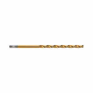 Gold-coated twist drill bit on a white background