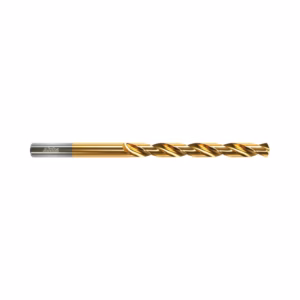Gold-coated twist drill bit with silver shank for metal drilling (long cutting portion)