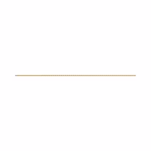 Thin gold chain stretched horizontally across a white background.