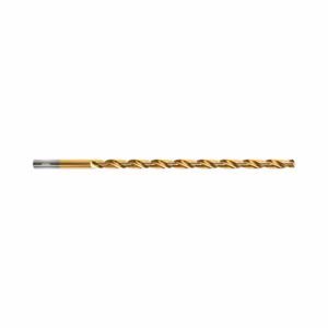 Gold-coated twist drill bit for metalworking, shown horizontally on a white background