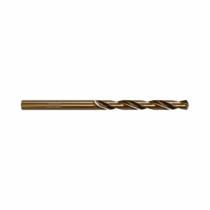 Gold-coated twist drill bit for metal drilling on white background