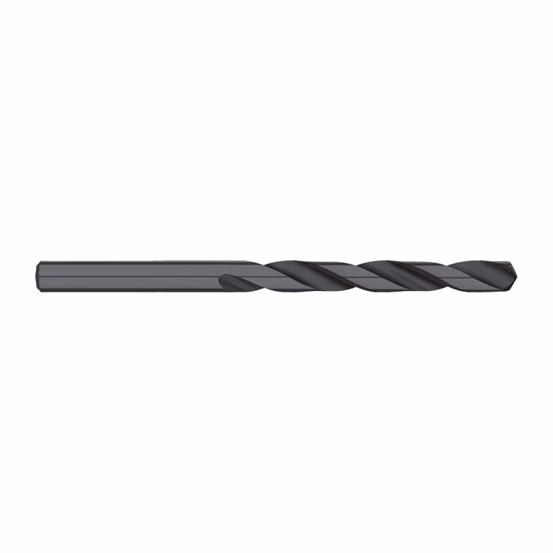 9LI14B - Alpha Tools Twist drill bit shown horizontally, dark gray with helical flutes for cutting holes