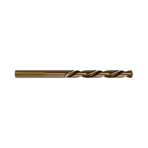 Bronze-colored twist drill bit lying horizontally on a white background.