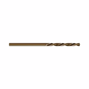 Bronze-colored twist drill bit with helical flutes for metal drilling