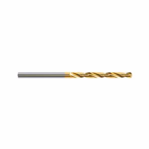 Gold-coated twist drill bit with a silver shank shown horizontally.