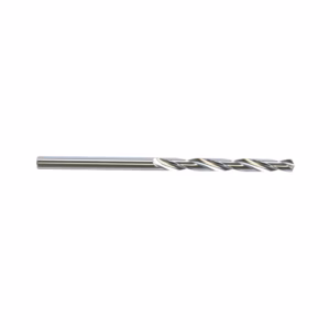 High-speed steel twist drill bit with helical flutes on a white background.