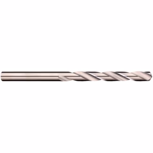 Long twist drill bit made of shiny steel against a white background, positioned horizontally across the image.
