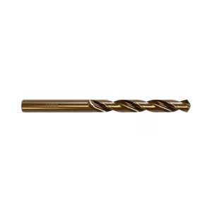 Bronze-colored twist drill bit lying horizontally on a white background.
