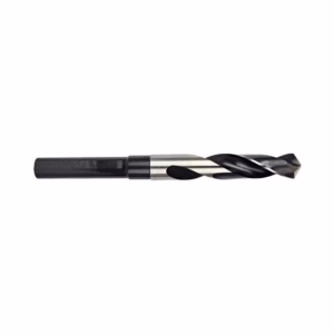 Twist drill bit with black shank and silver fluted cutting portion for metalworking