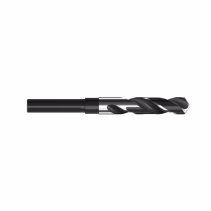 Twist drill bit with helical flutes and a cylindrical shank, viewed from the side.