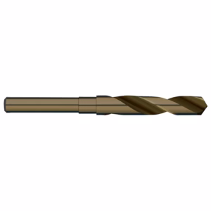 Bronze-colored twist drill bit with helical flutes for metal drilling