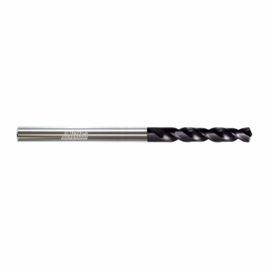 Metal drill bit with a shiny silver shank and black spiral flutes used for cutting metal surfaces — an informative tool image.