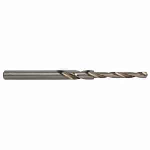 Metal twist drill bit with a cylindrical shank and helical flutes on a white background