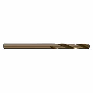 Brown twist drill bit used for drilling into metal or wood, shown in profile against a white background.