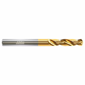 Gold-coated twist drill bit with a silver shank and Alpha branding on the side
