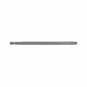 Long metal driver extension bar with square drive on one end and a small attachment on the other end.
