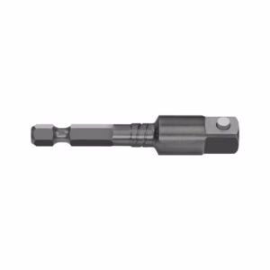 Metal bit holder/adapter with hex shank and quick-release end for securing screwdriver bits