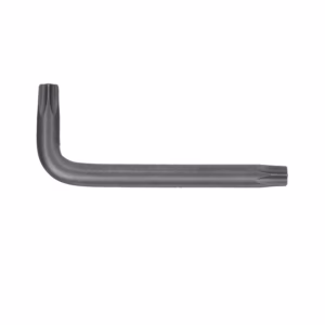 L-shaped hex key (Allen wrench) with a long horizontal leg in gray metal.