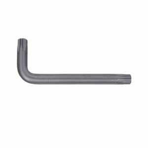L-shaped metal hex key (Allen wrench) with short vertical leg and long horizontal leg