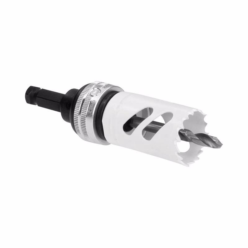 ARB-2QCK_7 - Alpha Tools Hole saw drill bit with arbor and pilot bit for cutting circular holes with a drill, used for wood or metal.