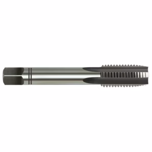 Cylindrical metal threading tool with serrated cutting teeth on one end and a square drive on the opposite end.