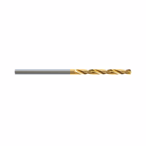 Gold-coated twist drill bit with a silver shank for metal drilling (long cutting flutes).