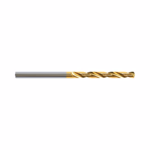Gold-coated twist drill bit with a silver shank for metalworking