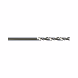Metal twist drill bit with helical flutes for drilling metal or wood, shown in profile on white background.