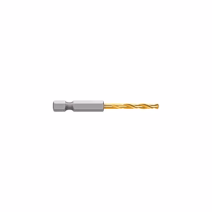 Gold-coated twist drill bit with a gray shank, shown horizontally