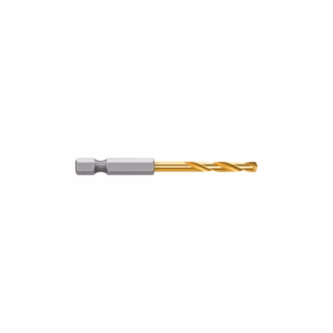 Gold-coated twist drill bit with a silver shank for metal drilling