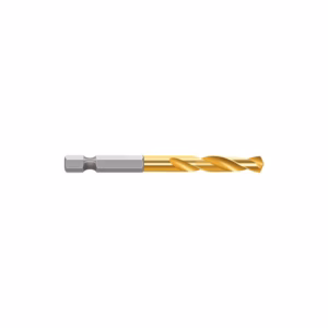 Gold-coated twist drill bit with a silver shank for metal drilling