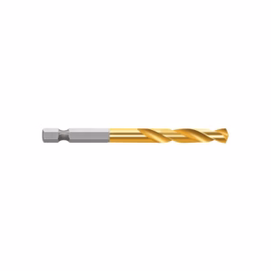 Gold-coated twist drill bit with a hexagonal shank (TiN-coated) for metal drilling