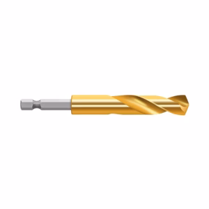 Gold-coated twist drill bit with silver shank for metal drilling