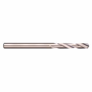 Long metallic twist drill bit with spiral flutes used for drilling holes