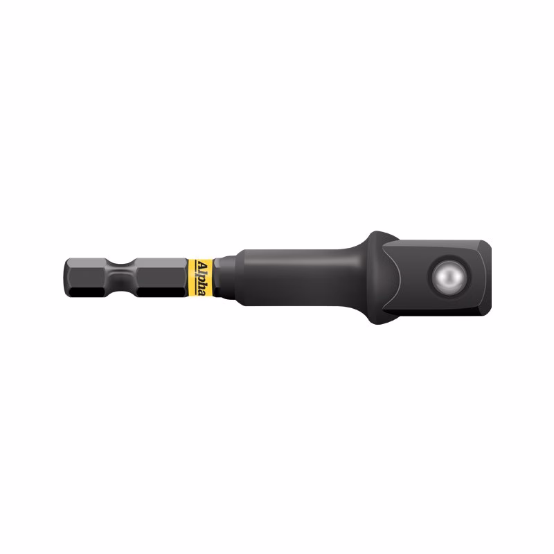 CADP12-72SM_2 - Alpha Tools Black handheld tool with a replaceable hex bit on the left and a small flashlight at the right end