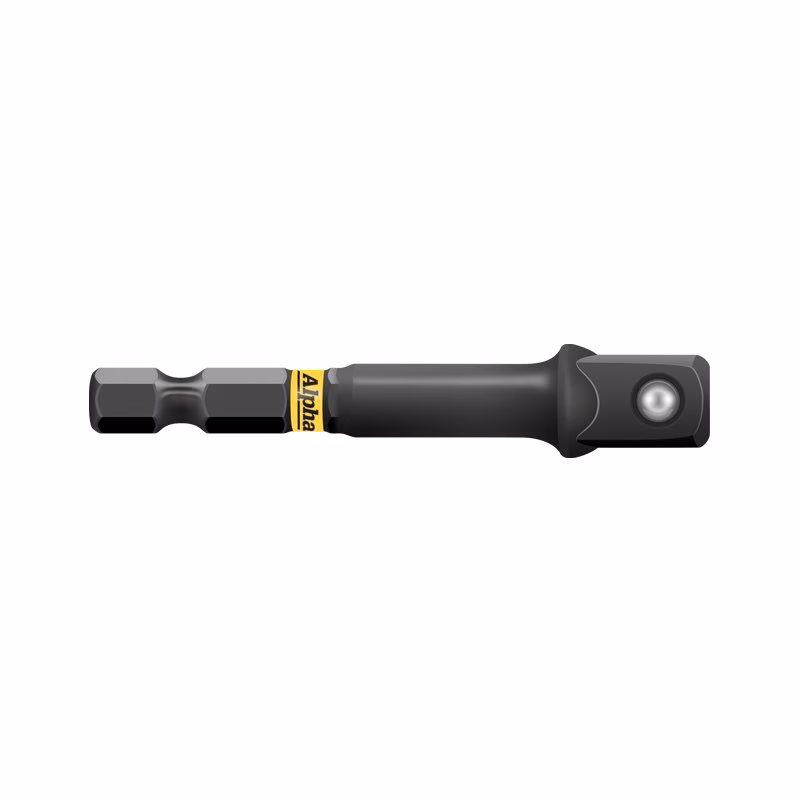 CADP38-65SM_2 - Alpha Tools Black handheld flashlight with a yellow band around the grip and a rounded LED head on the right