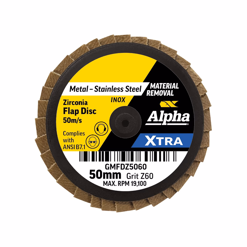 CGMFDZ5060_2 - Alpha Tools Zirconia flap disc for metal and stainless steel, 50 mm, Alpha Xtra, 19,100 RPM, for material removal