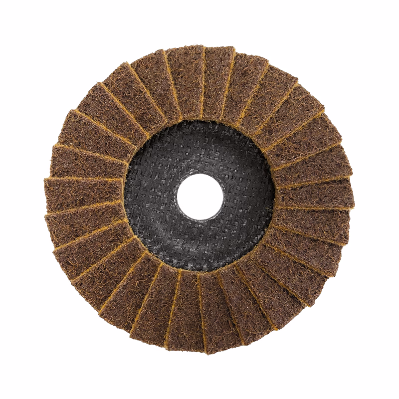 CGSPFD100C_4 - Alpha Tools Donut-shaped abrasive grinding wheel with brown sanding flaps used for material finishing