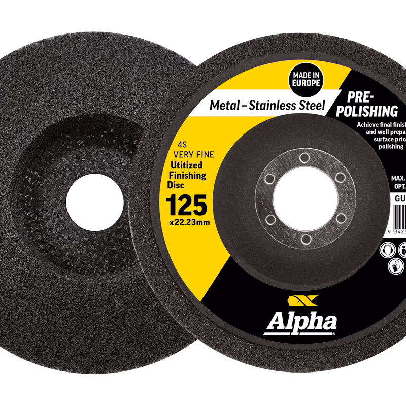 CGUFD125F_2 - Alpha Tools Two Alpha metal‑stainless steel finishing discs, 125 x 22.23 mm, for pre‑polishing of metal surfaces (Very Fine).
