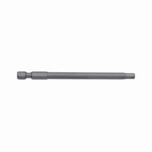 Long steel bit rod with hex drive on one end and square drive on the other, shown in grayscale.
