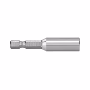 Metal socket extension adapter with a hex drive shaft for a socket wrench used in mechanical work